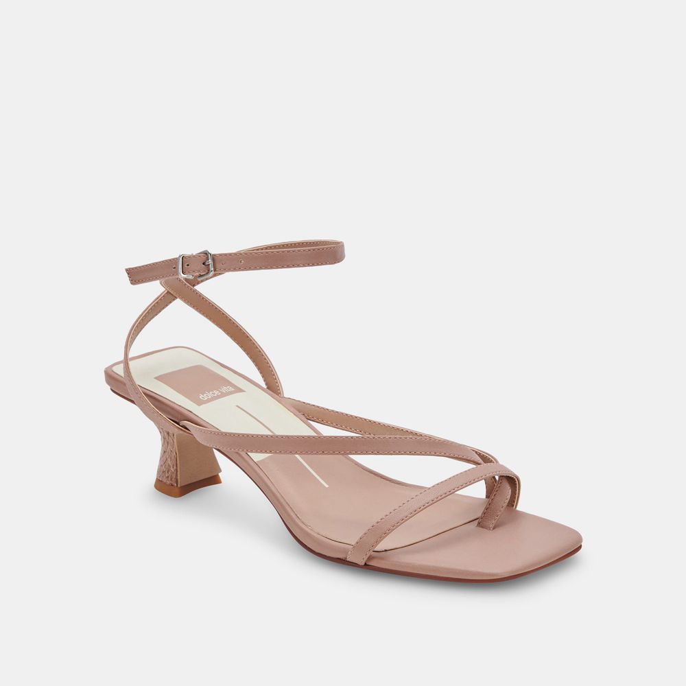 Dolce Vita Baylor Leather Women Heels Dark Beige | US-804693LFY