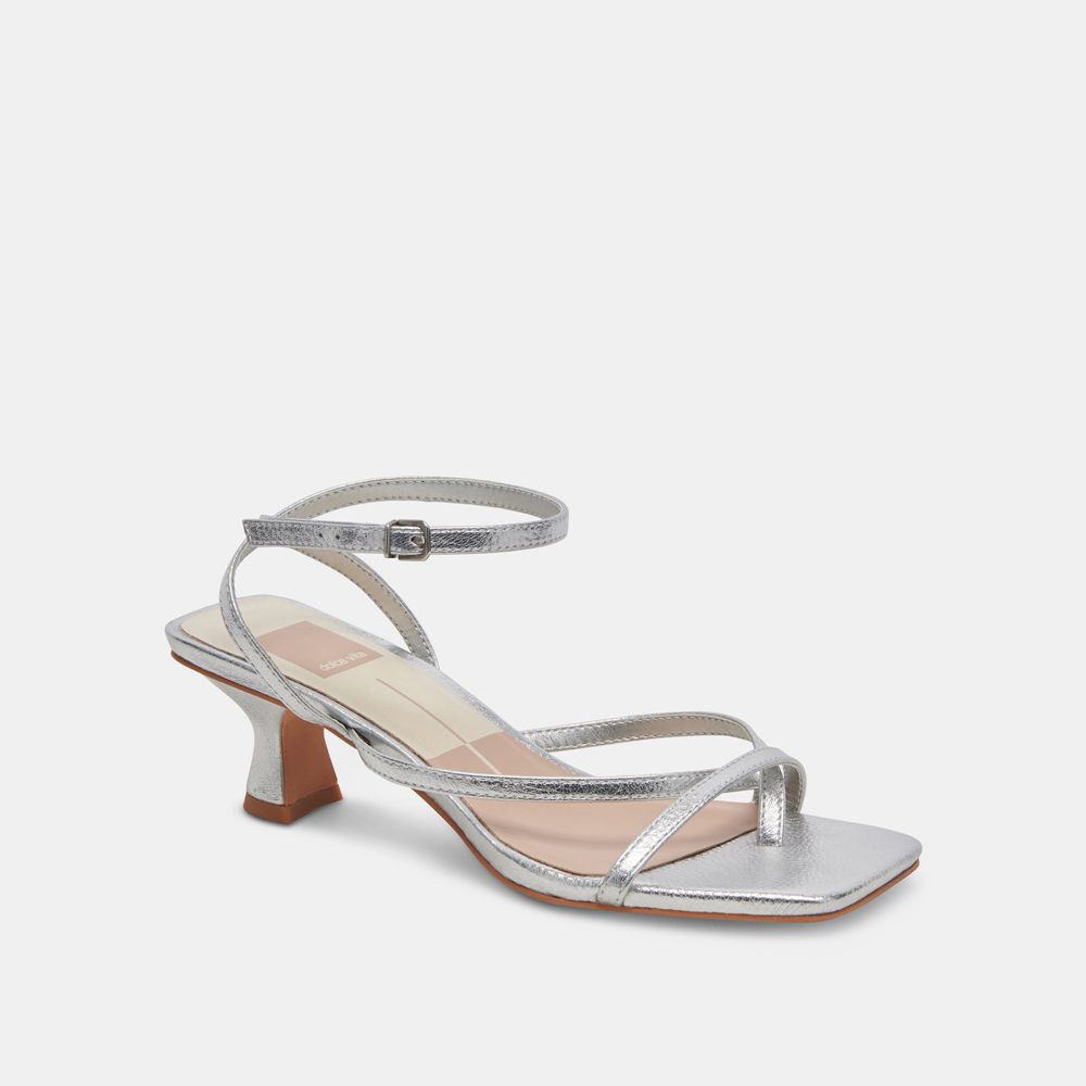 Dolce Vita Baylor Leather Women Heels Silver | US-210543TNR