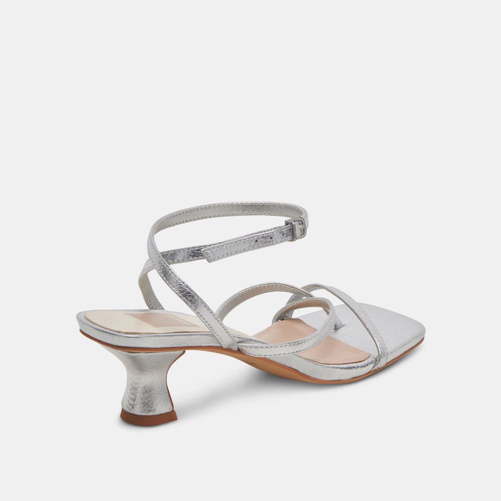 Dolce Vita Baylor Leather Women Heels Silver | US-210543TNR