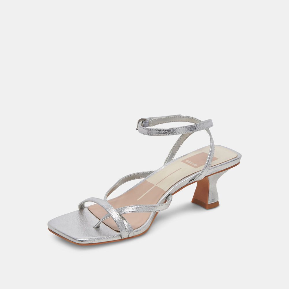 Dolce Vita Baylor Leather Women Heels Silver | US-210543TNR