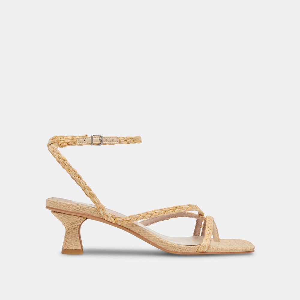 Dolce Vita Baylor Raffia Women Heels Light Brown | US-984603WEP