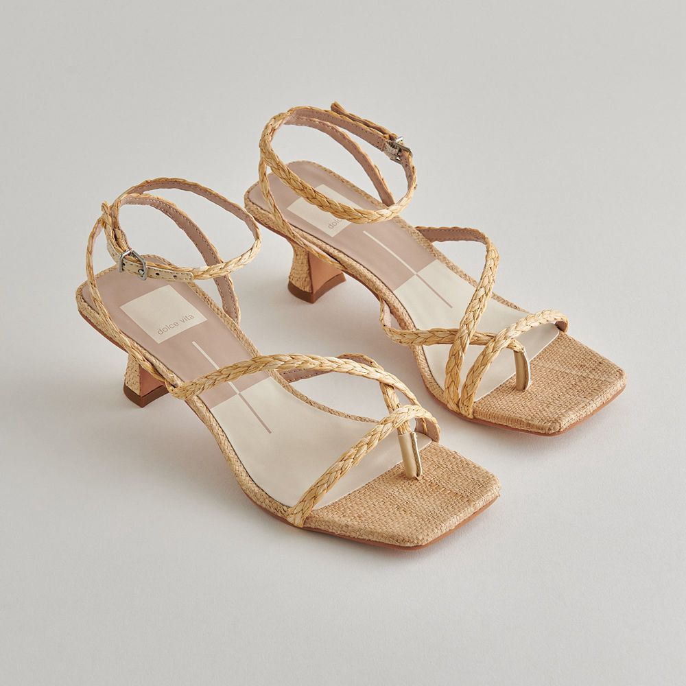 Dolce Vita Baylor Raffia Women Heels Light Brown | US-984603WEP