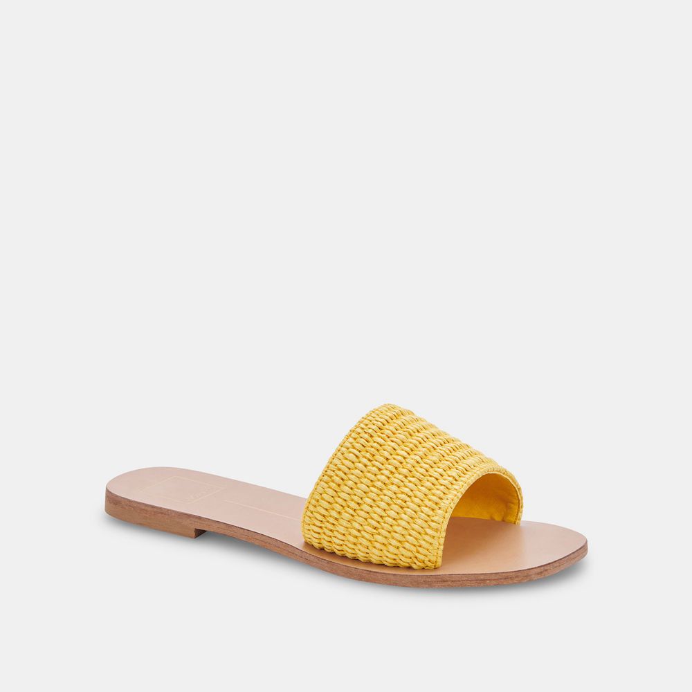 Dolce Vita Belle Raffia Women Sandals Yellow | US-674210FOT