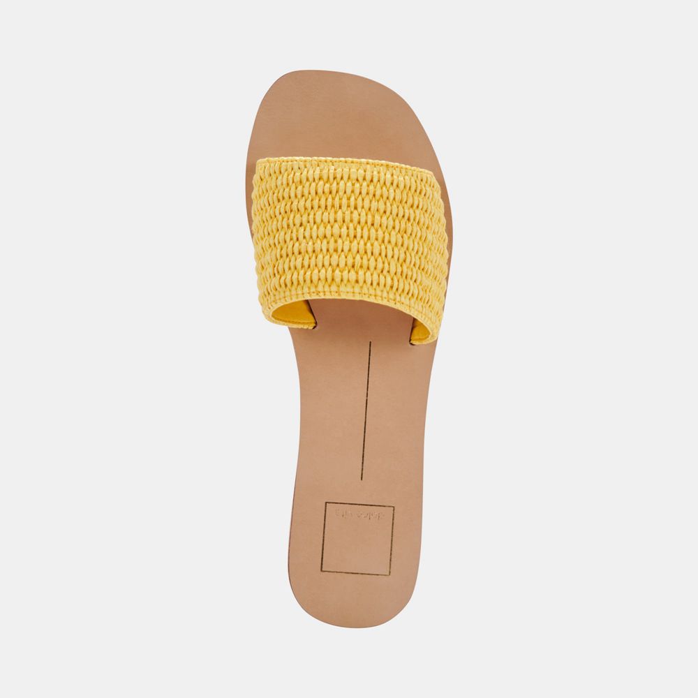 Dolce Vita Belle Raffia Women Sandals Yellow | US-674210FOT