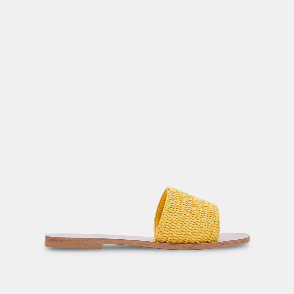 Dolce Vita Belle Raffia Women Sandals Yellow | US-674210FOT