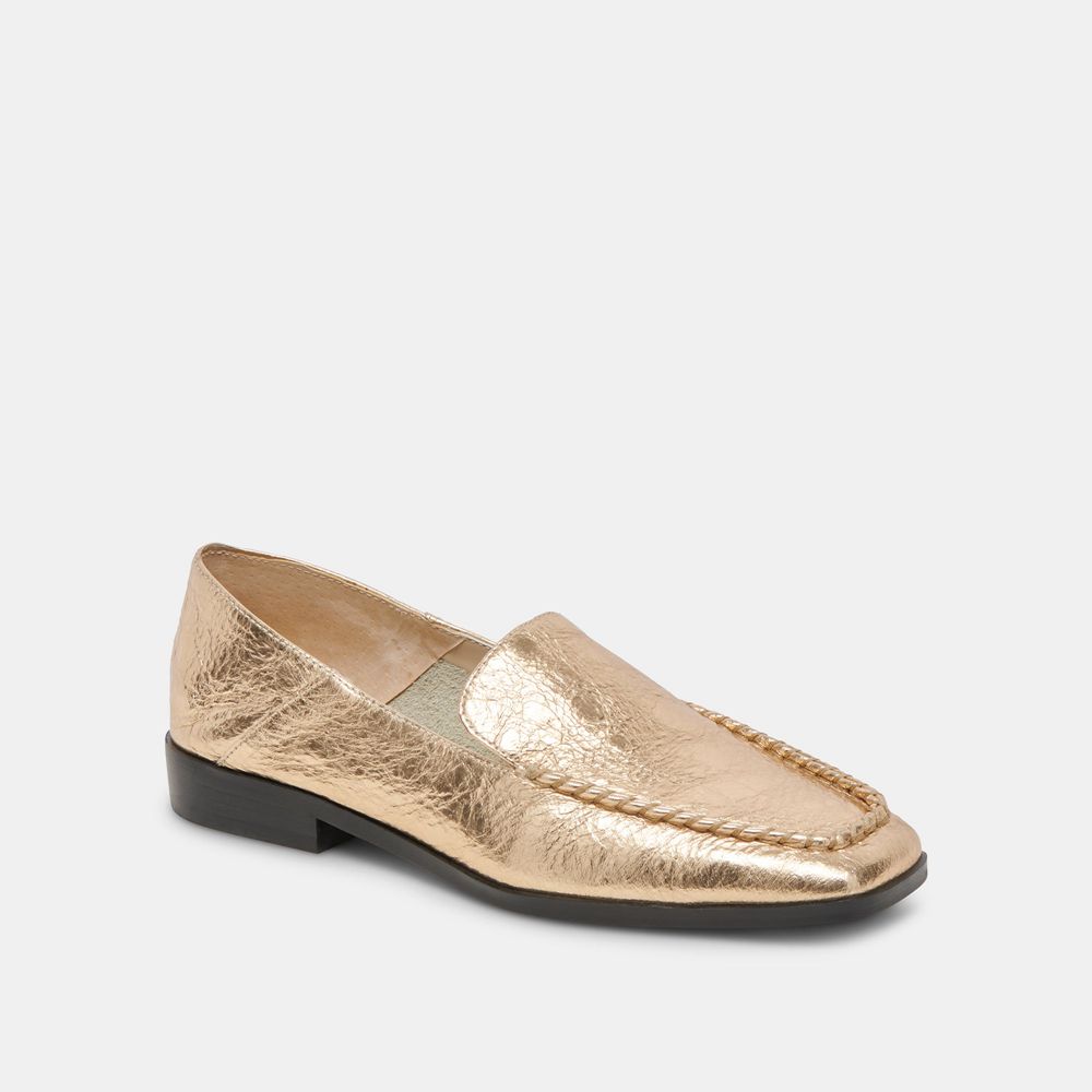 Dolce Vita Beny Leather Women Flats Gold | US-391876RES