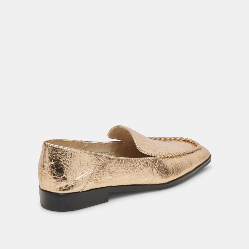 Dolce Vita Beny Leather Women Flats Gold | US-391876RES