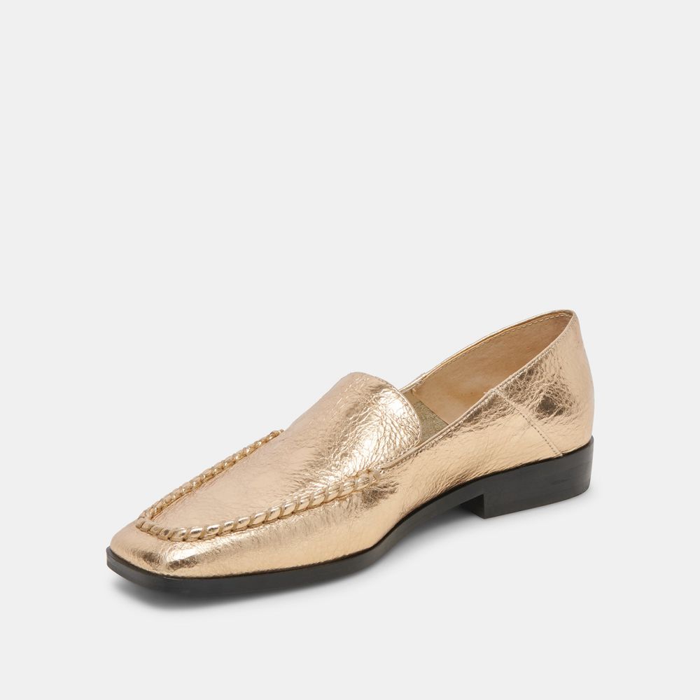 Dolce Vita Beny Leather Women Flats Gold | US-391876RES