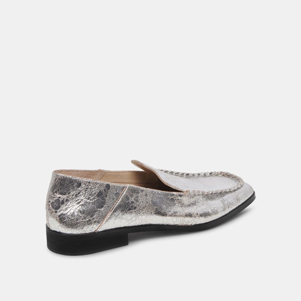 Dolce Vita Beny Wide Leather Women Flats Silver | US-628931PSR