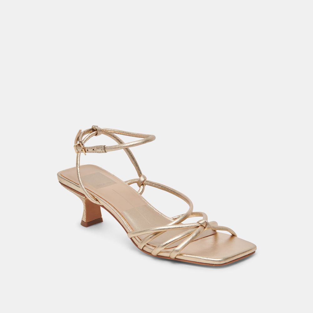 Dolce Vita Bev Leather Women Heels Gold | US-054328HLN