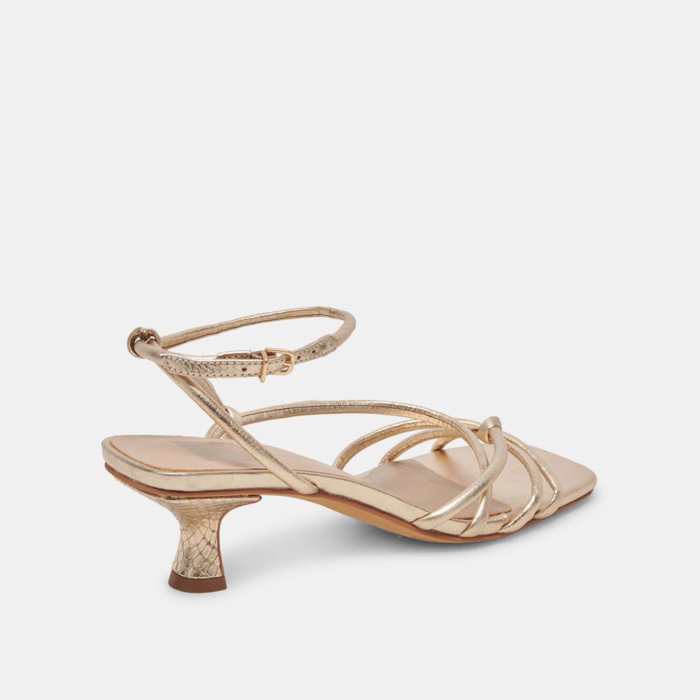 Dolce Vita Bev Leather Women Heels Gold | US-054328HLN