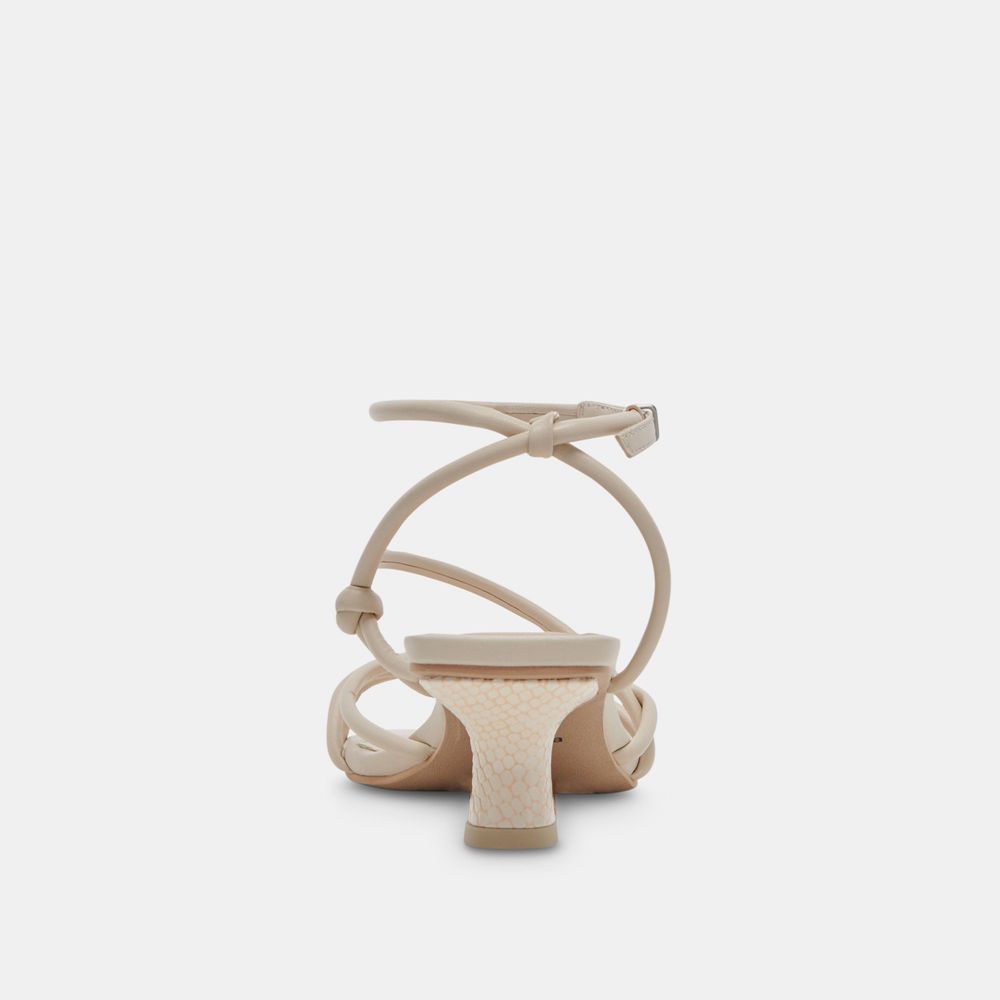 Dolce Vita Bev Leather Women Heels Sandals Cream | US-472810QXJ