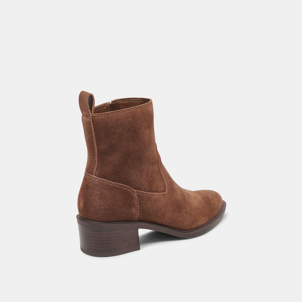 Dolce Vita Bili H2O Suede Women Booties Dark Brown | US-240176SHL