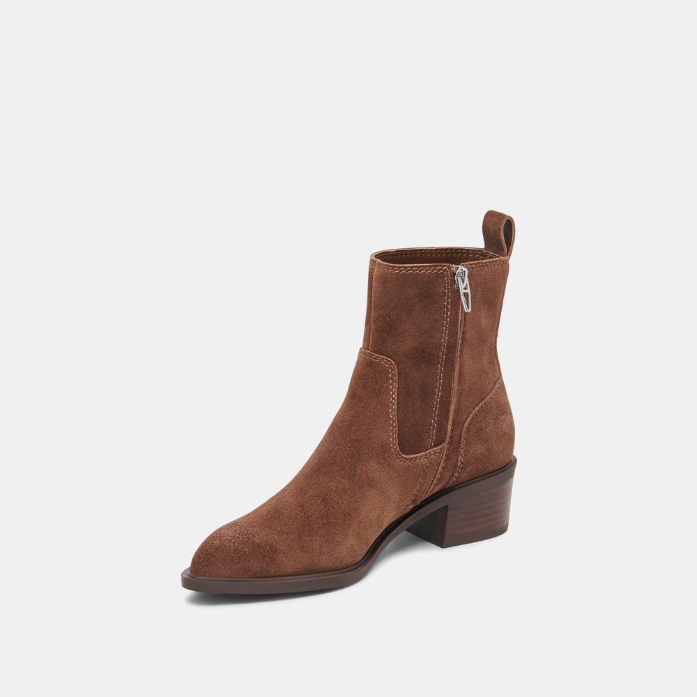 Dolce Vita Bili H2O Suede Women Booties Dark Brown | US-240176SHL