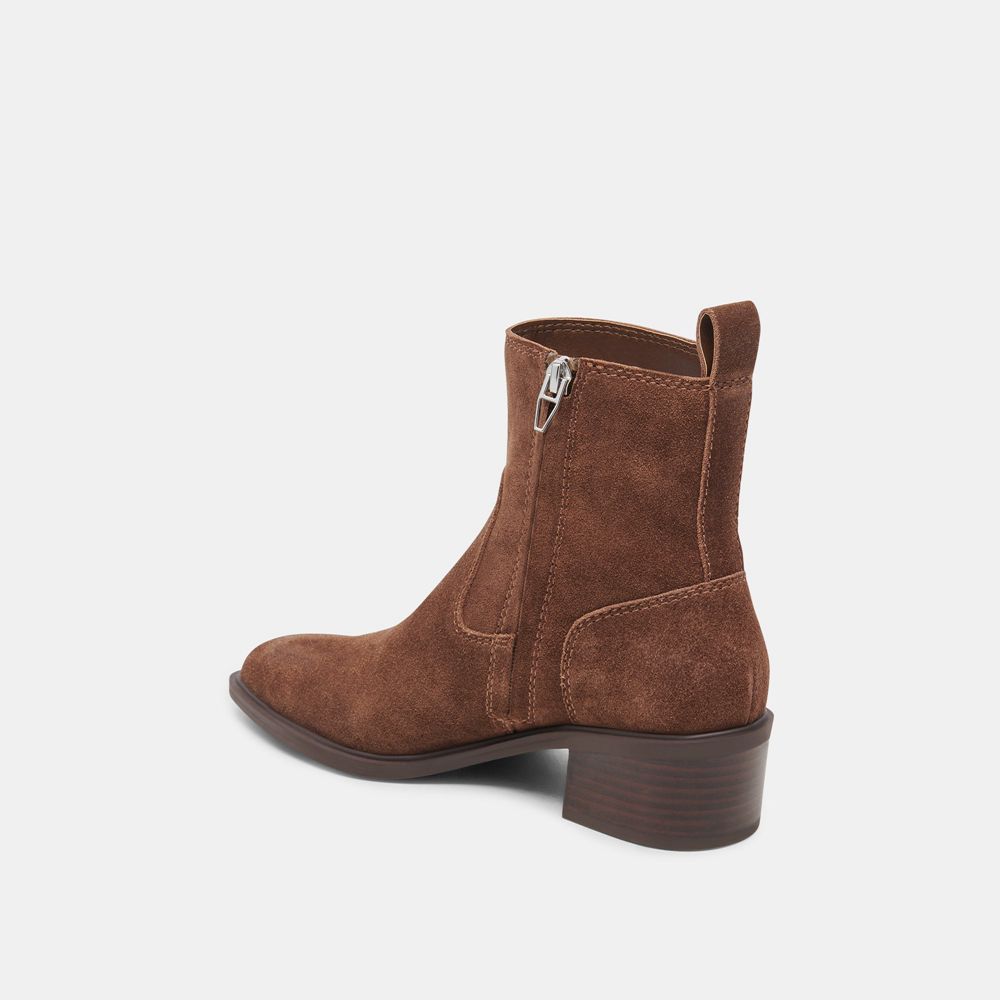 Dolce Vita Bili H2O Suede Women Booties Dark Brown | US-240176SHL