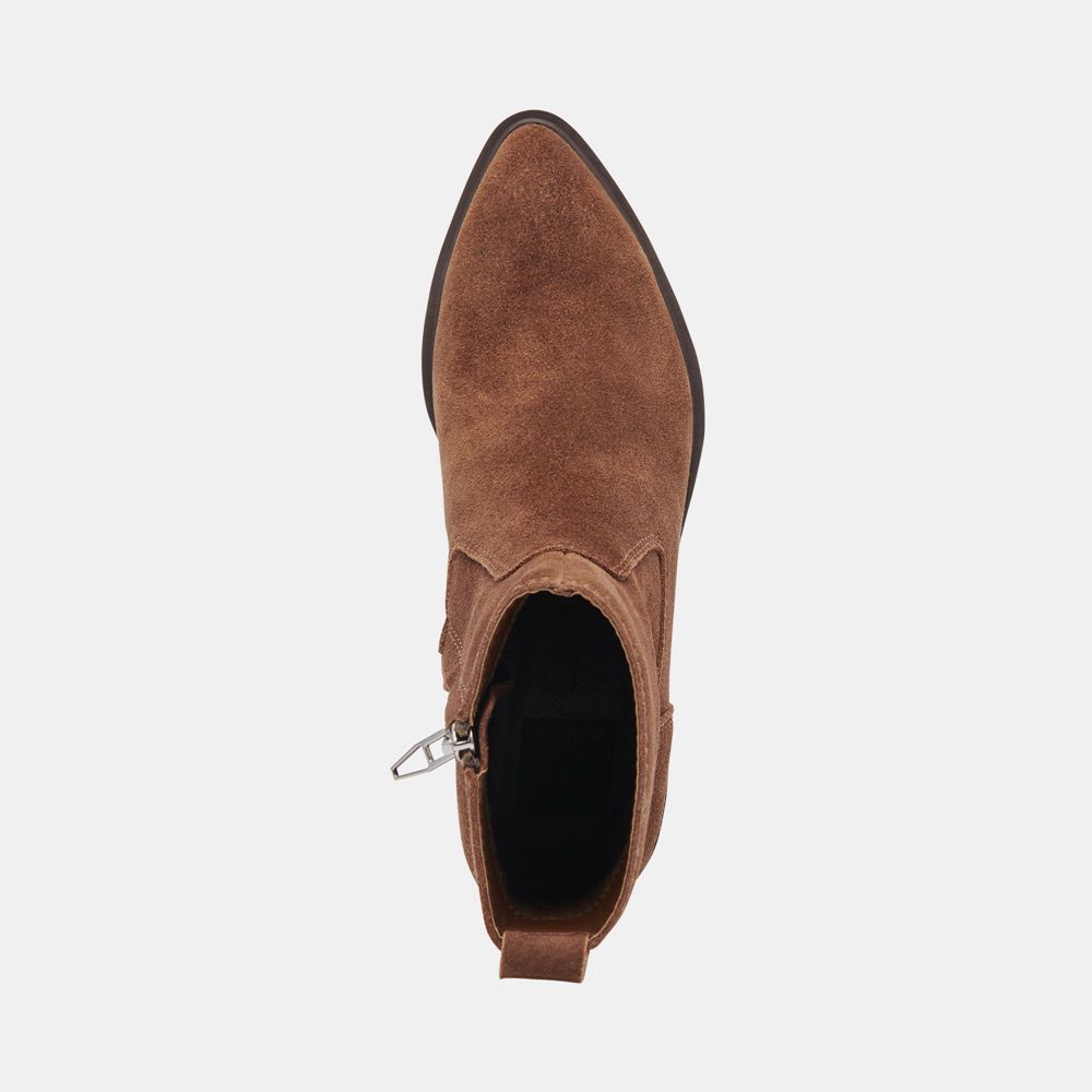 Dolce Vita Bili H2O Suede Women Booties Dark Brown | US-240176SHL