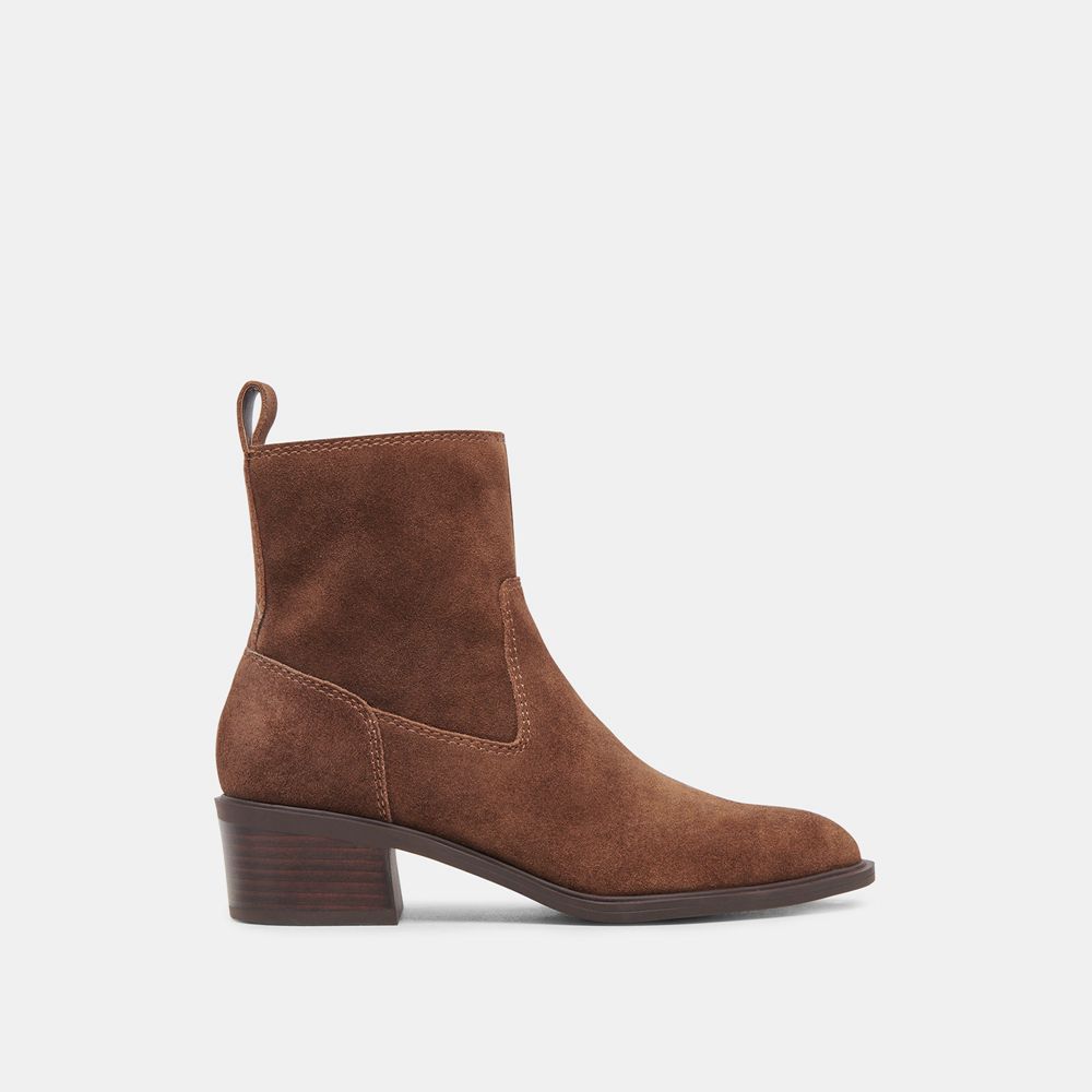 Dolce Vita Bili H2O Suede Women Booties Dark Brown | US-240176SHL