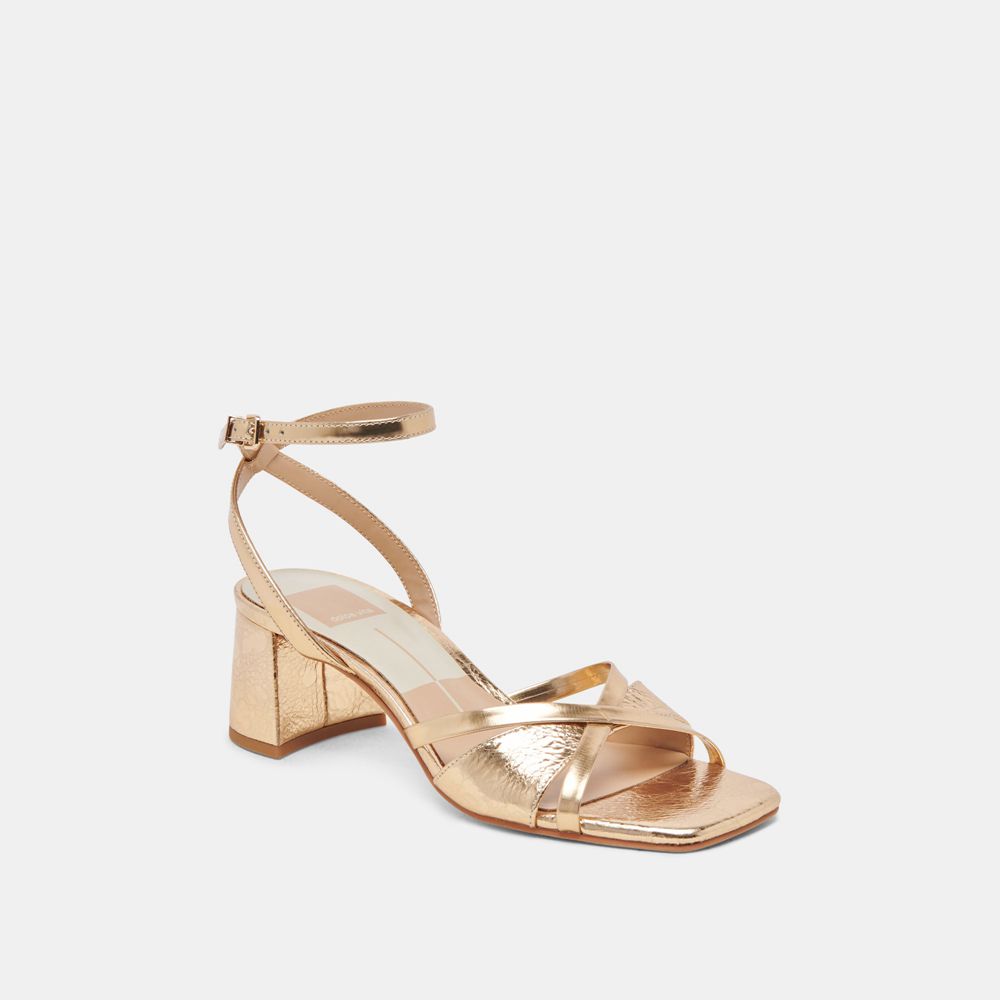 Dolce Vita Blakly Leather Women Heels Gold | US-034769ZEC