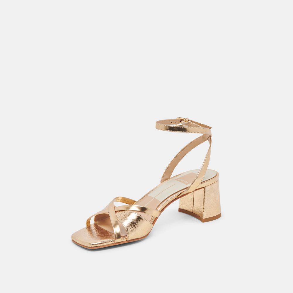 Dolce Vita Blakly Leather Women Heels Gold | US-034769ZEC