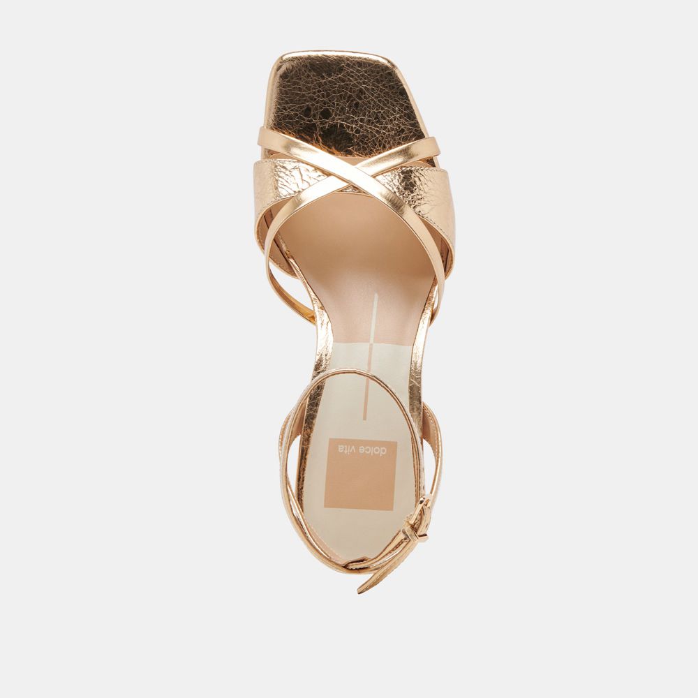 Dolce Vita Blakly Leather Women Heels Gold | US-034769ZEC