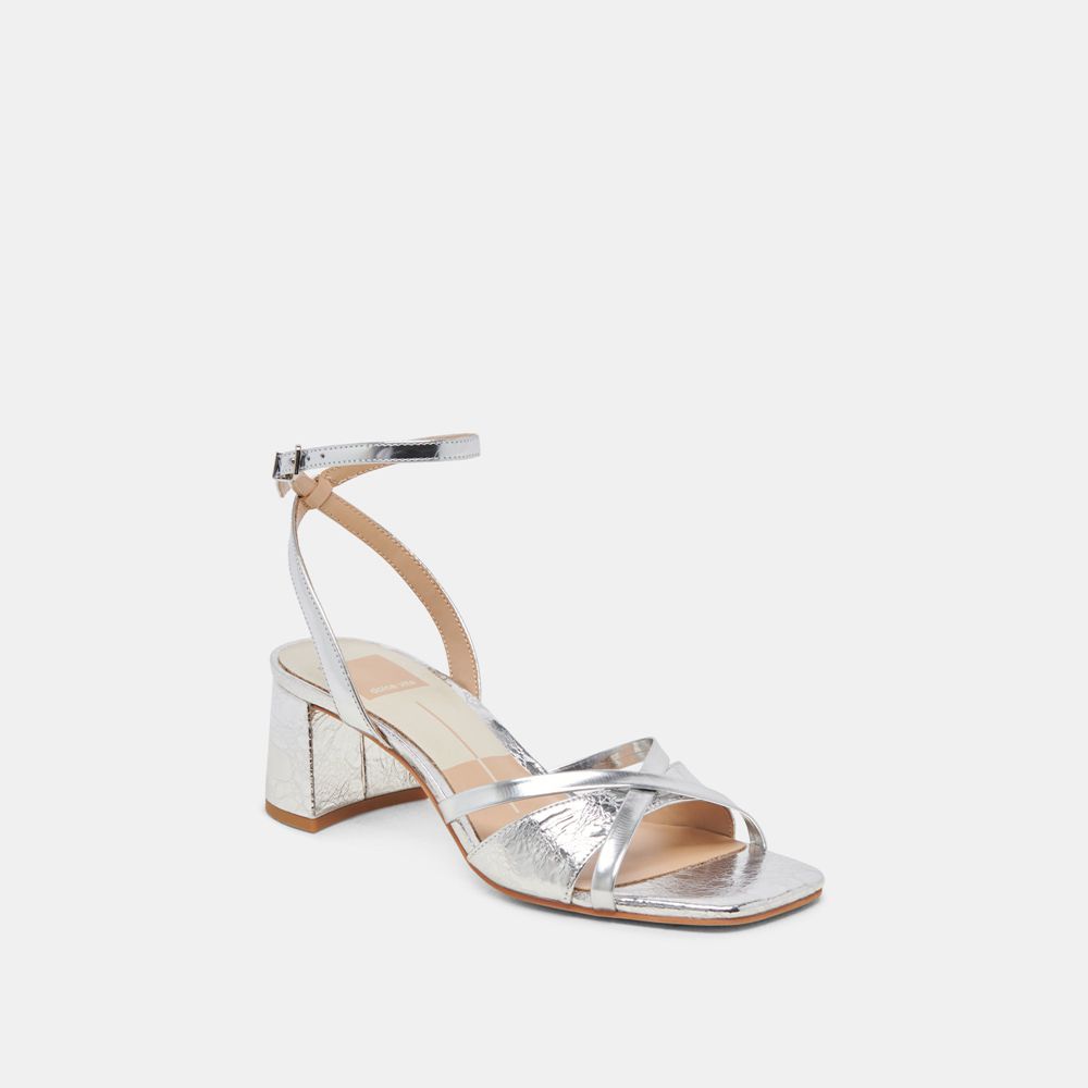 Dolce Vita Blakly Leather Women Heels Silver | US-264913KQU