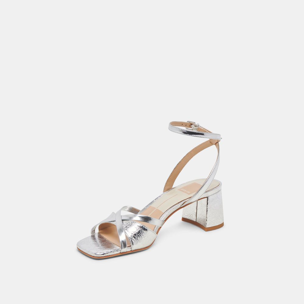 Dolce Vita Blakly Leather Women Heels Silver | US-264913KQU