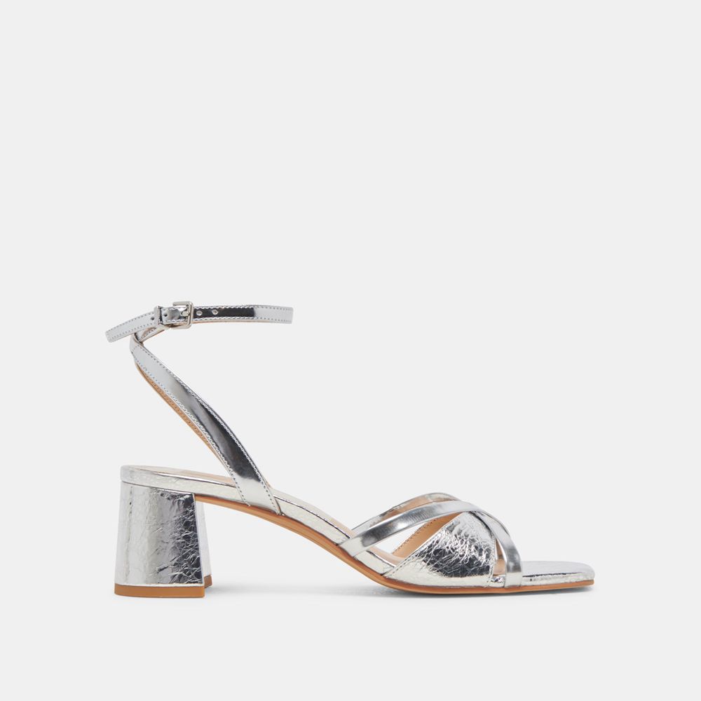 Dolce Vita Blakly Leather Women Heels Silver | US-264913KQU