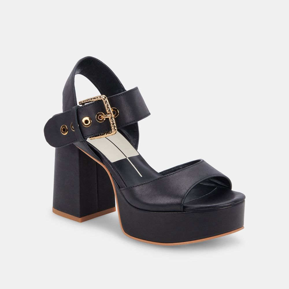 Dolce Vita Bobby Leather Women Heels Black | US-267803EMC