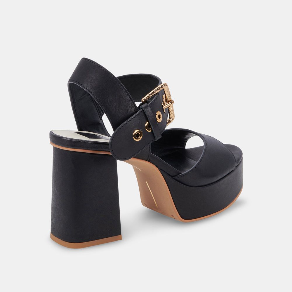 Dolce Vita Bobby Leather Women Heels Black | US-267803EMC