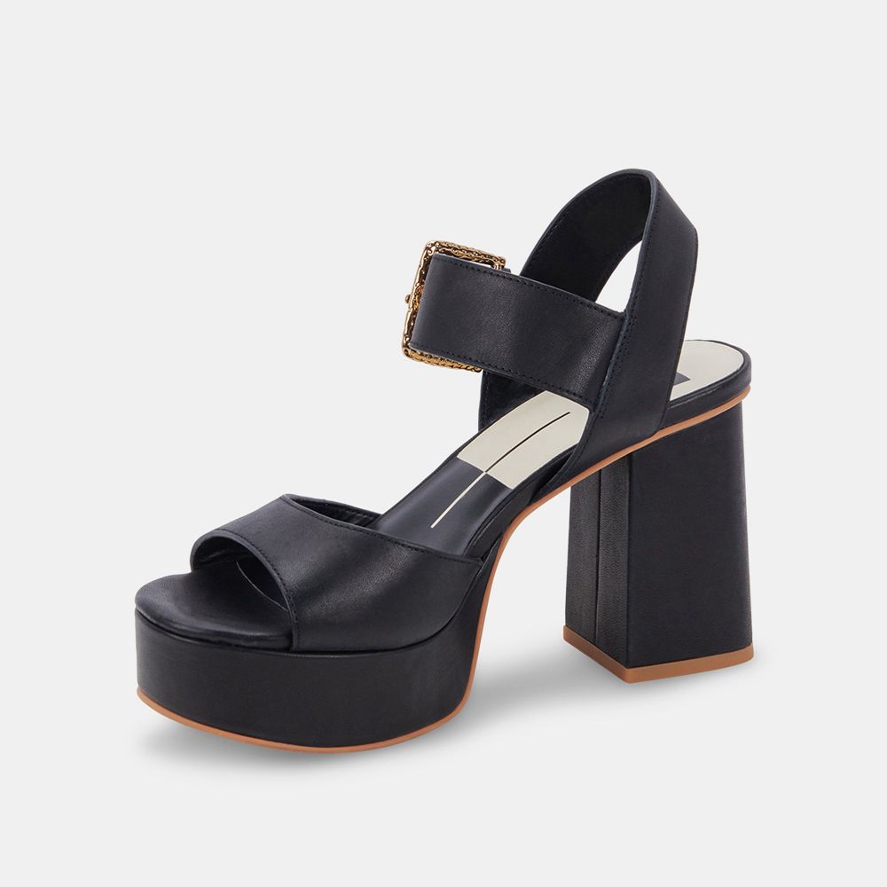 Dolce Vita Bobby Leather Women Heels Black | US-267803EMC