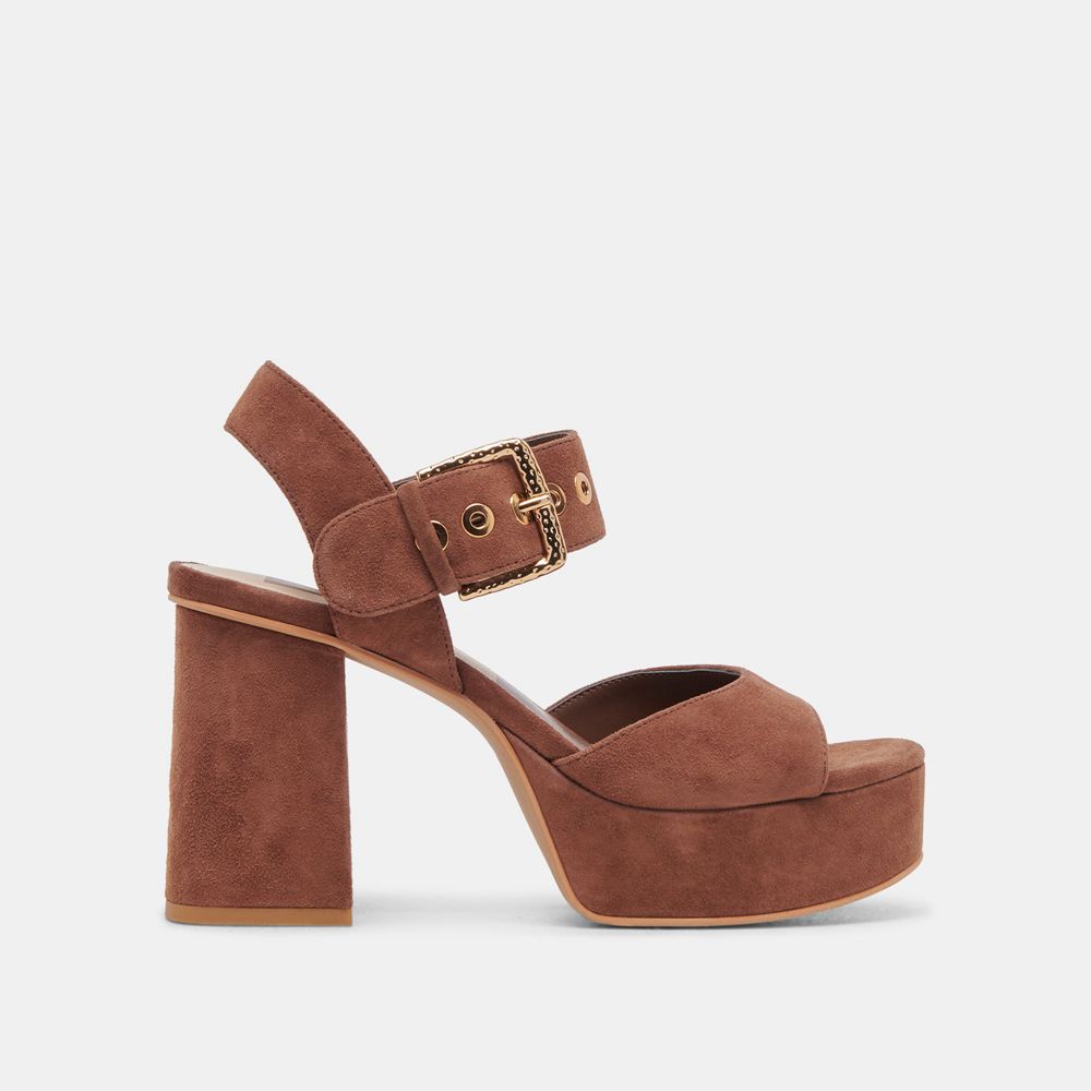 Dolce Vita Bobby Suede Women Heels Brown | US-547629PXC