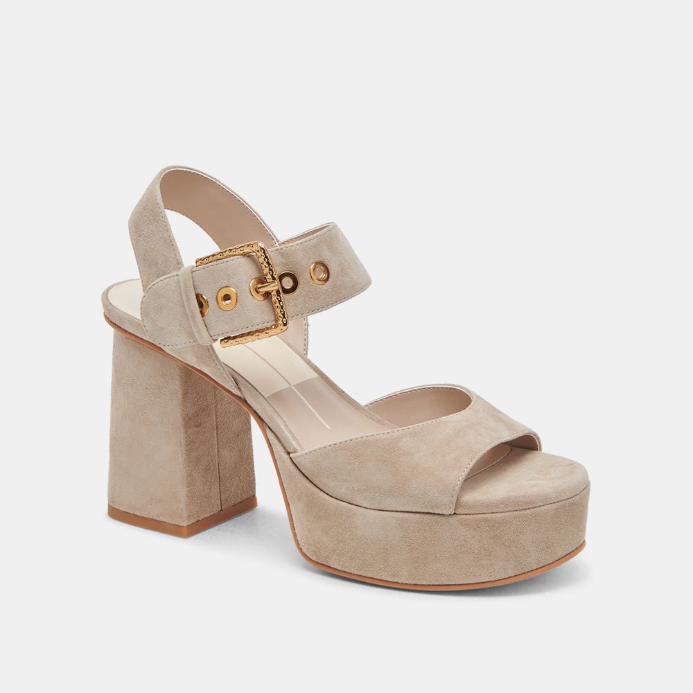 Dolce Vita Bobby Suede Women Heels Khaki | US-210598ZJO