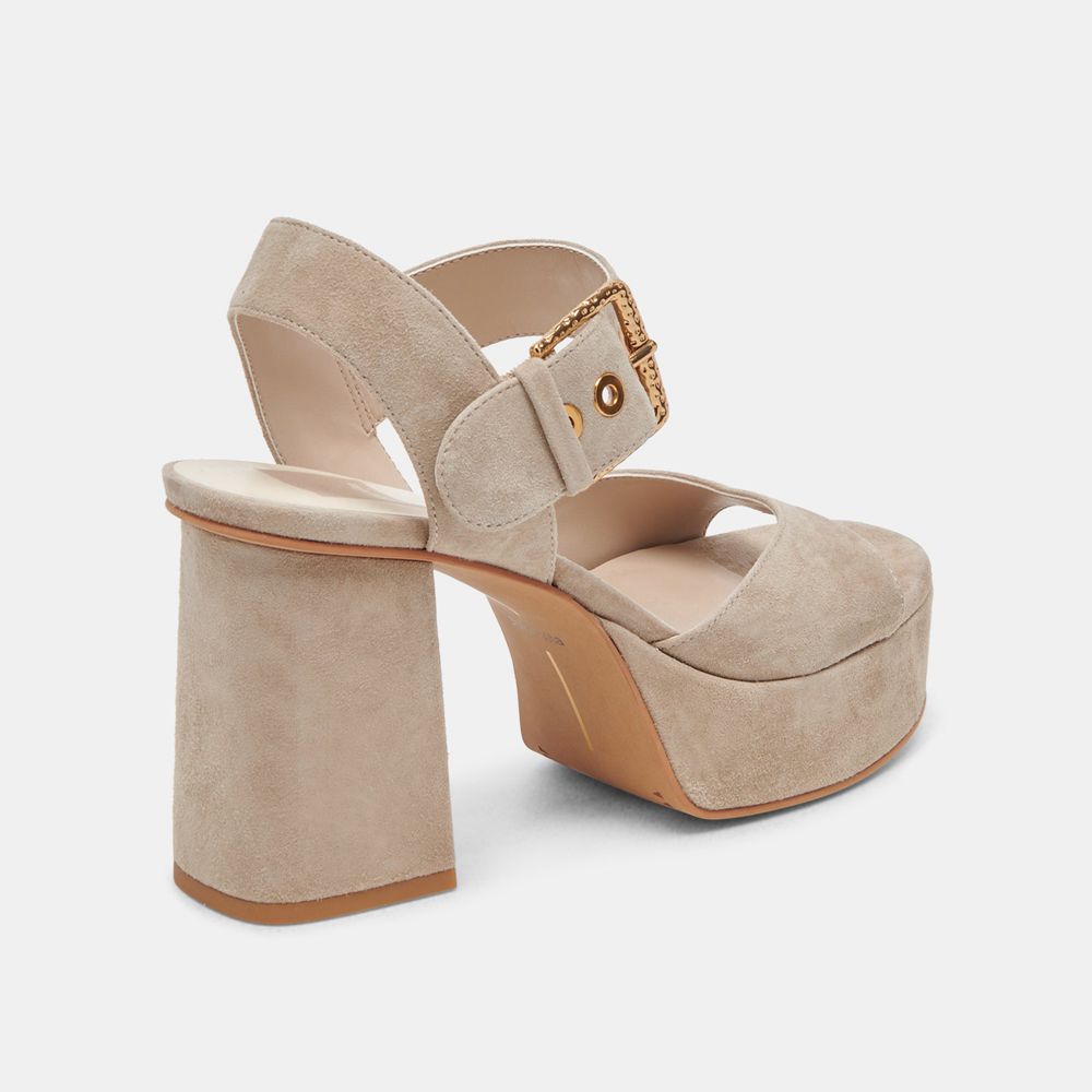 Dolce Vita Bobby Suede Women Heels Khaki | US-210598ZJO