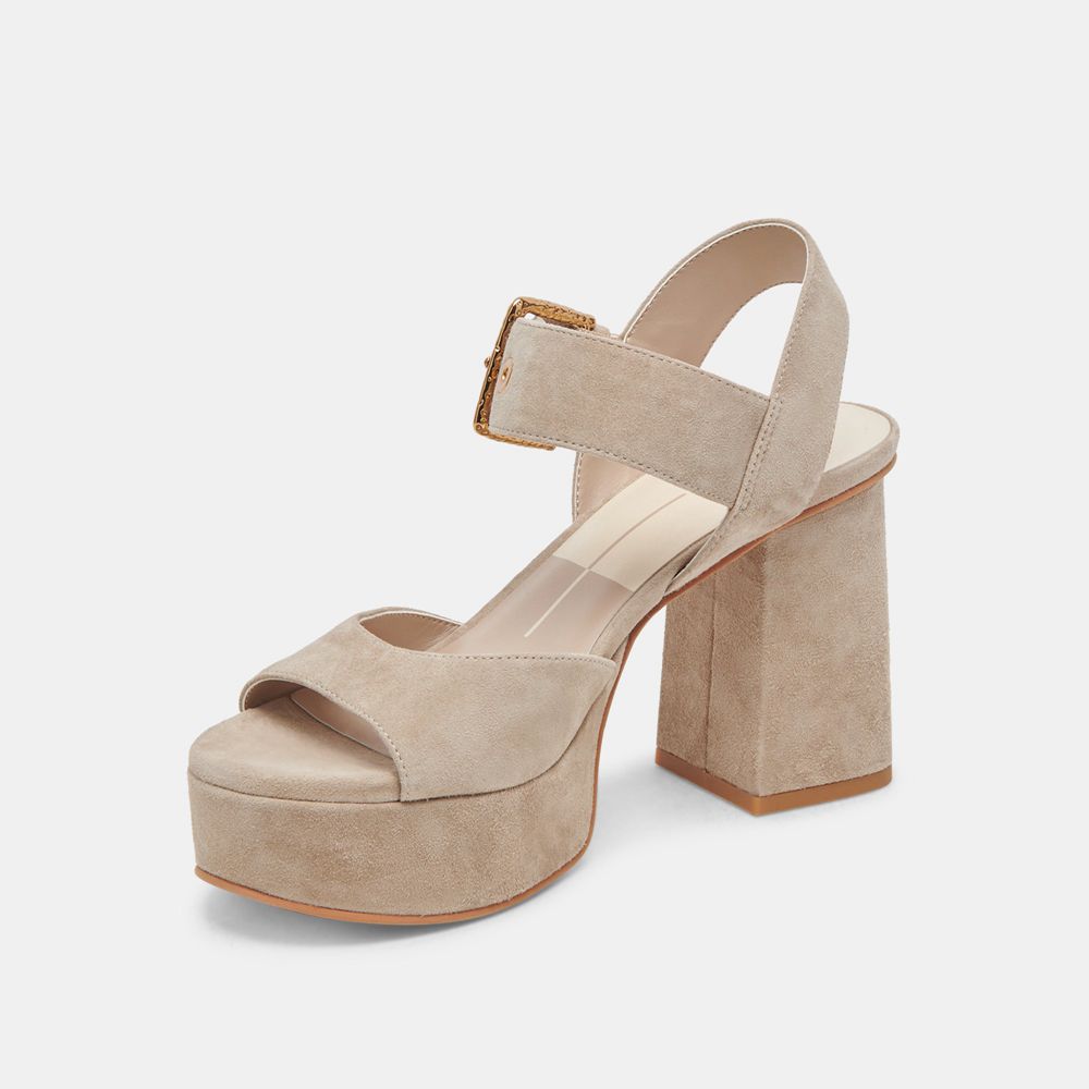 Dolce Vita Bobby Suede Women Heels Khaki | US-210598ZJO