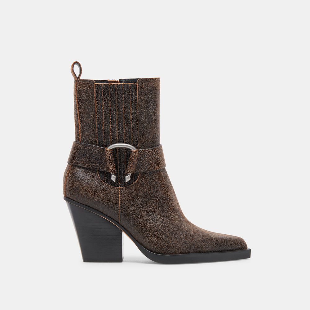 Dolce Vita Bounty Leather Women Boots Dark Brown | US-569180XJK