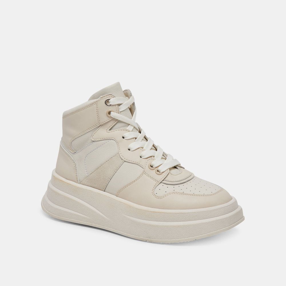 Dolce Vita Brax Leather Women Sneakers Cream | US-915846RVP