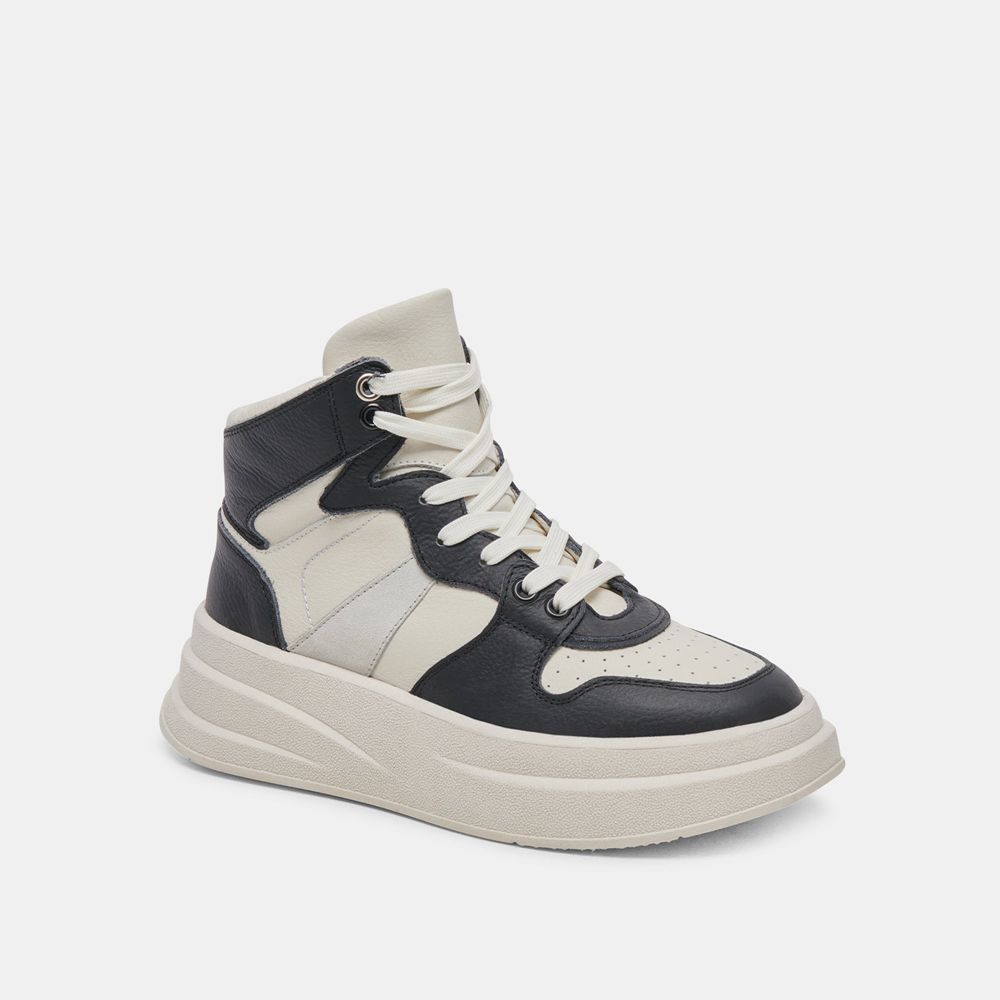 Dolce Vita Brax Leather Women Sneakers White / Black | US-208317FTL