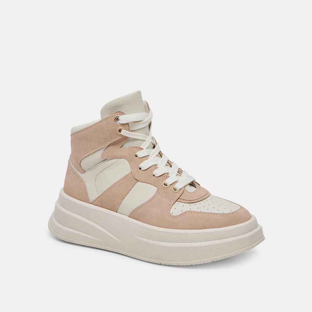 Dolce Vita Brax Leather Women Sneakers White / Beige | US-091845WRN