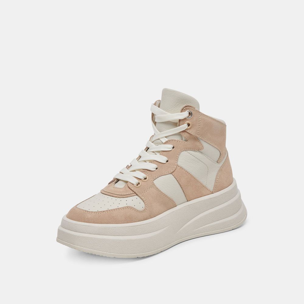 Dolce Vita Brax Leather Women Sneakers White / Beige | US-091845WRN