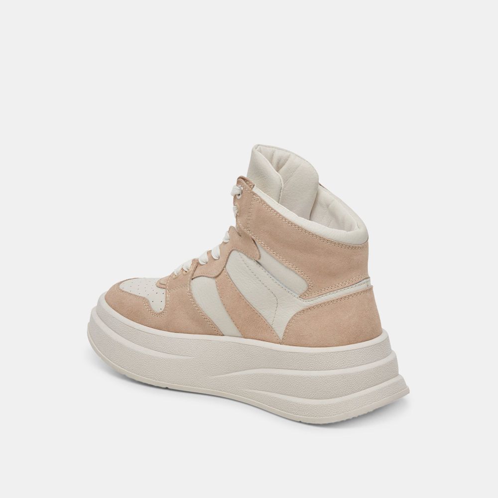 Dolce Vita Brax Leather Women Sneakers White / Beige | US-091845WRN