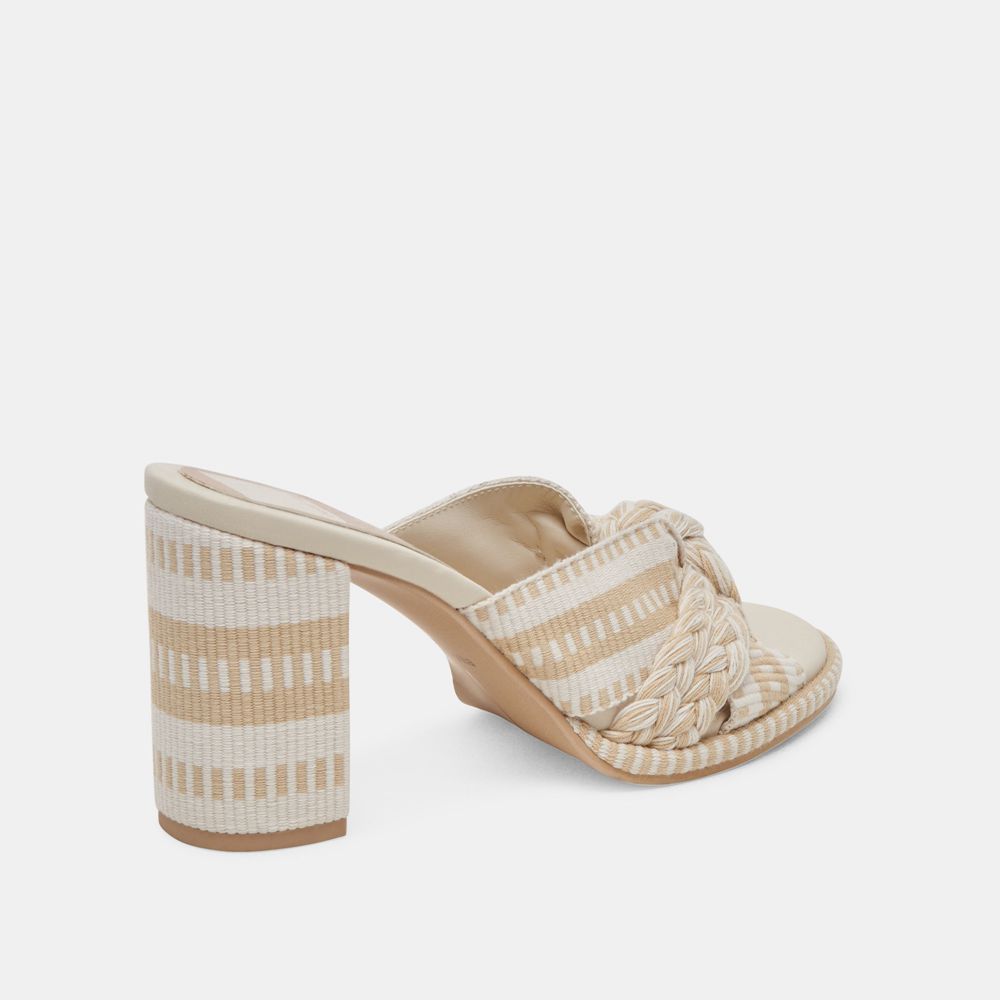 Dolce Vita Brilah Woven Women Heels Beige / White | US-148392IER