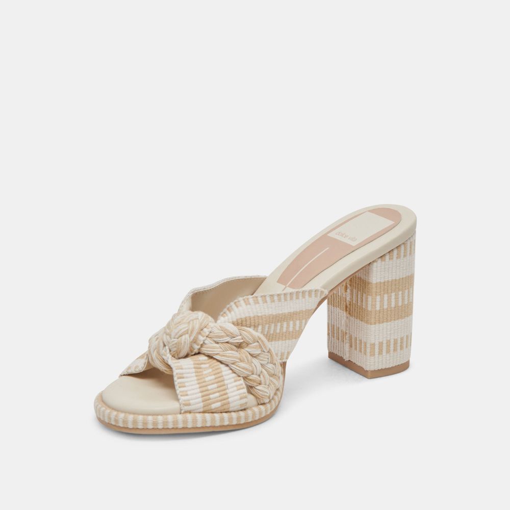 Dolce Vita Brilah Woven Women Heels Beige / White | US-148392IER