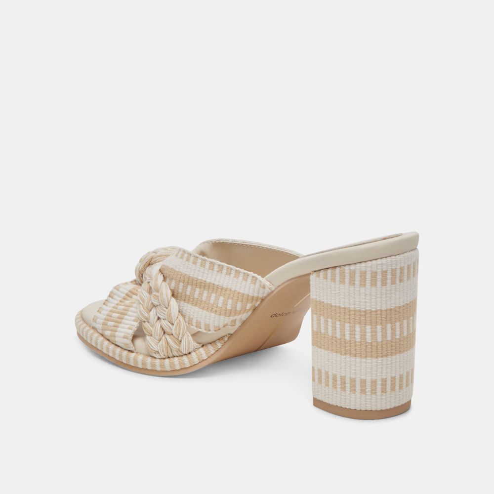 Dolce Vita Brilah Woven Women Heels Beige / White | US-148392IER