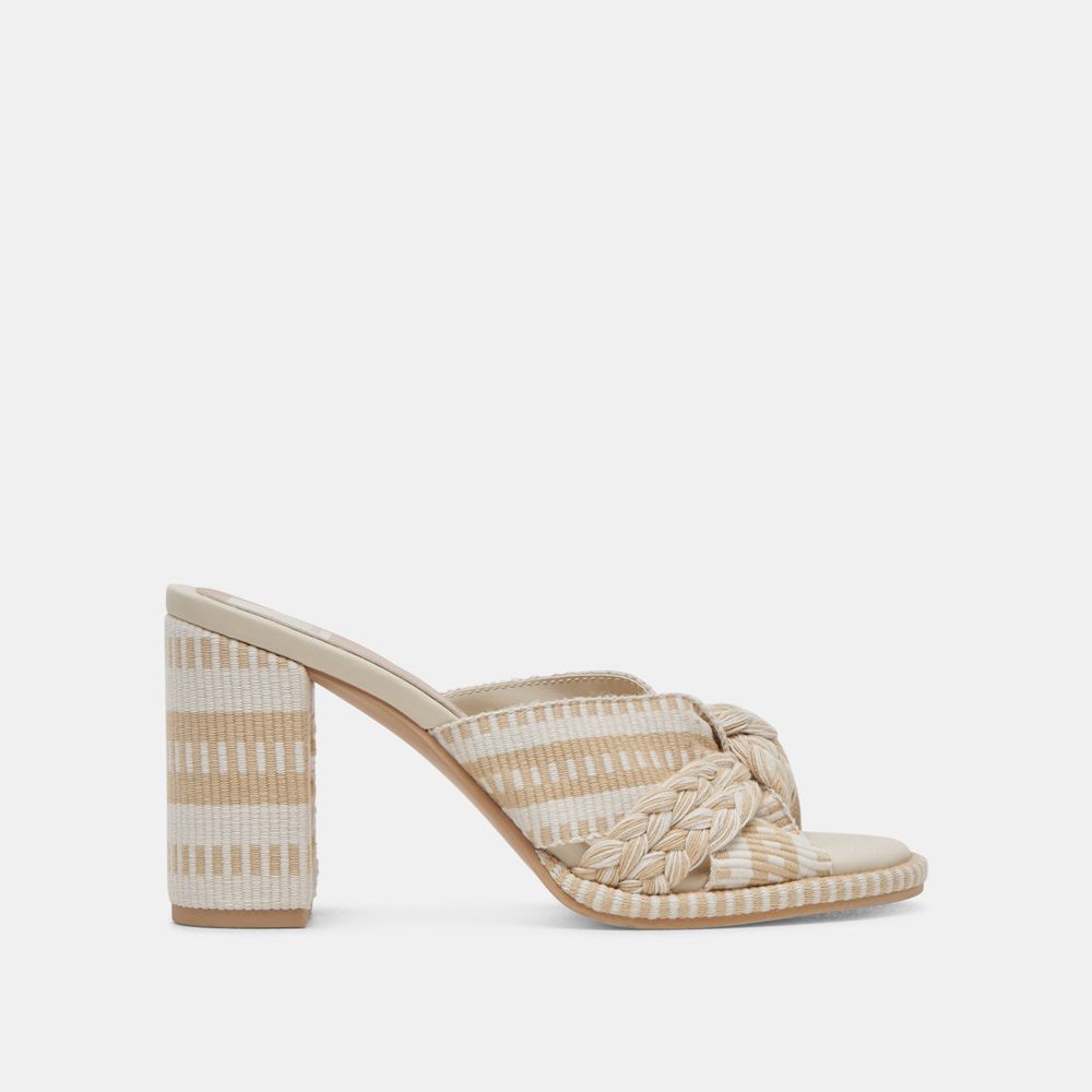 Dolce Vita Brilah Woven Women Heels Beige / White | US-148392IER