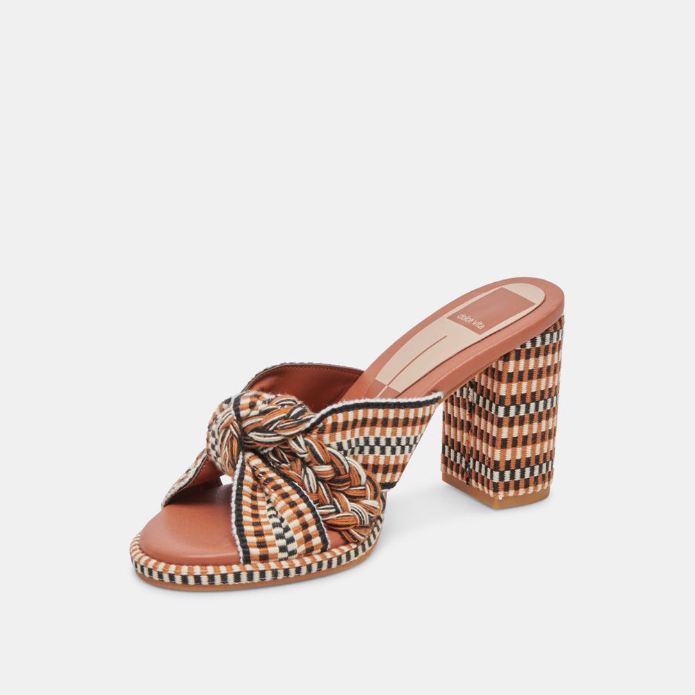 Dolce Vita Brilah Woven Women Heels Brown / Black / White | US-308657GTH