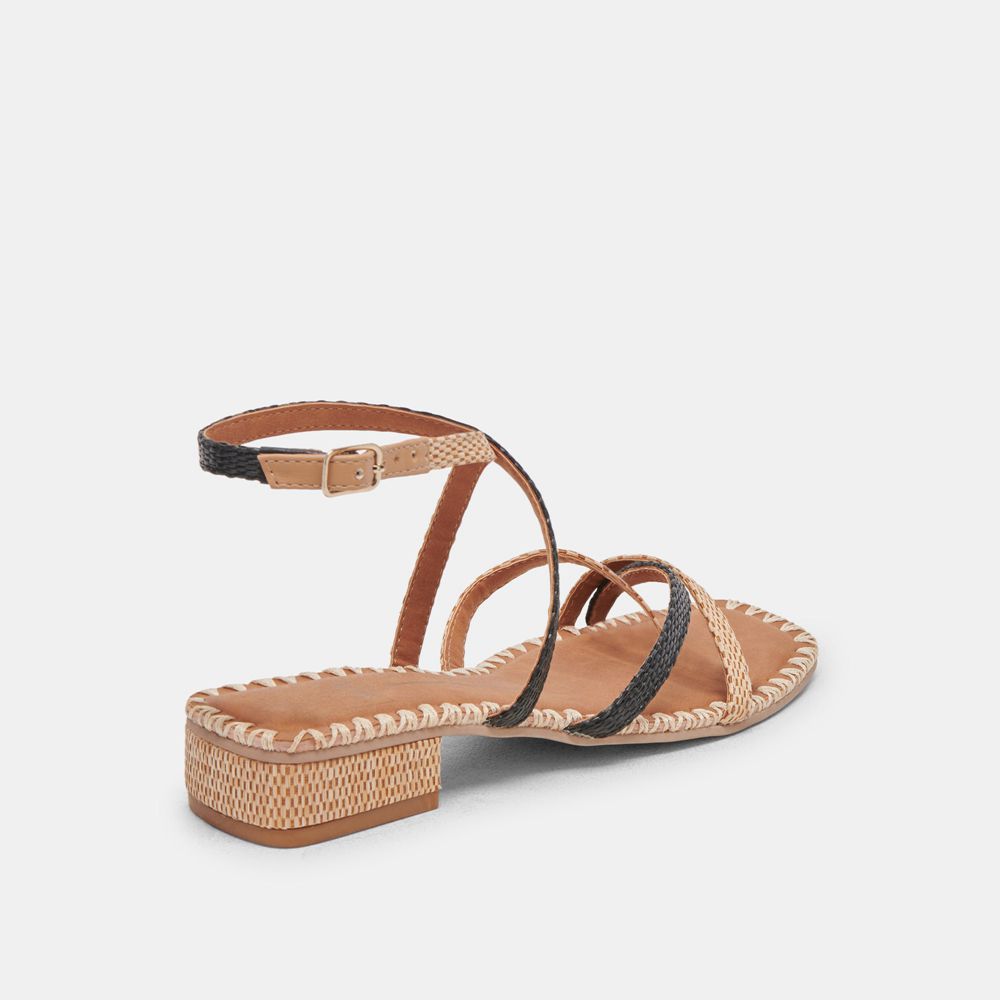 Dolce Vita Brinn Raffia Women Sandals Black | US-480762HQJ