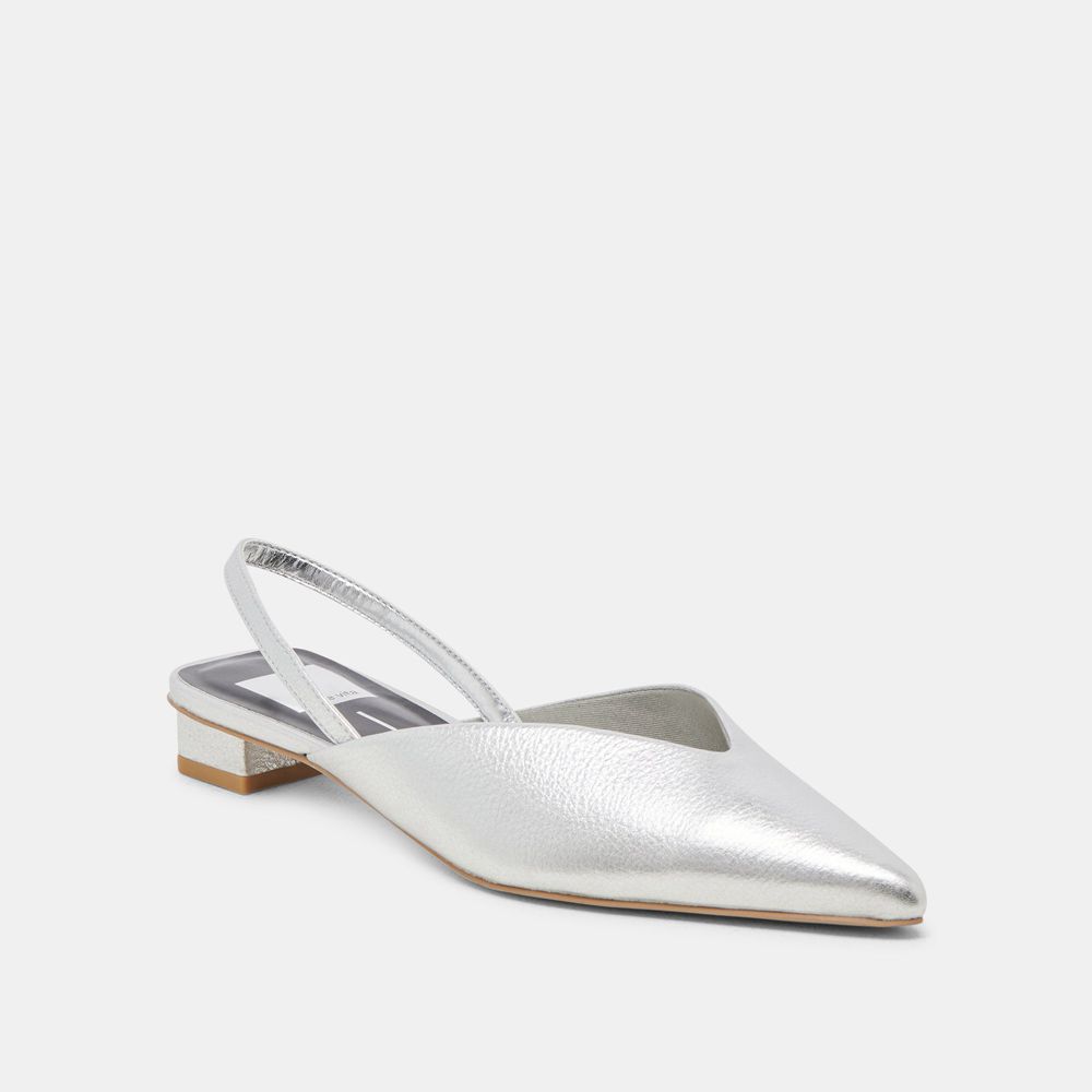 Dolce Vita Byanca Leather Women Flats Silver | US-364950XTU