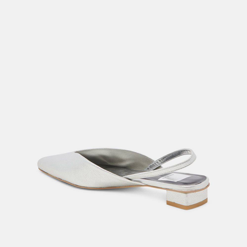 Dolce Vita Byanca Leather Women Flats Silver | US-364950XTU