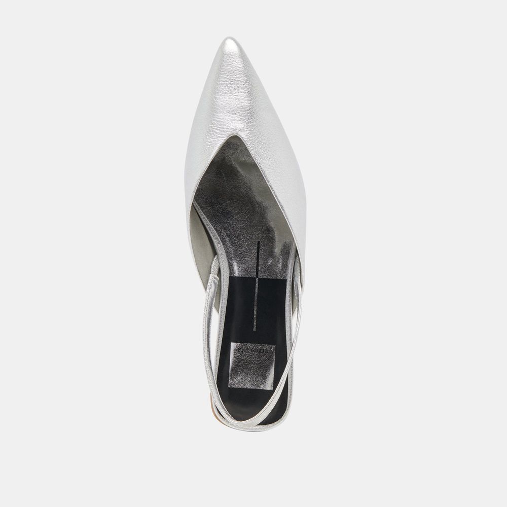 Dolce Vita Byanca Leather Women Flats Silver | US-364950XTU