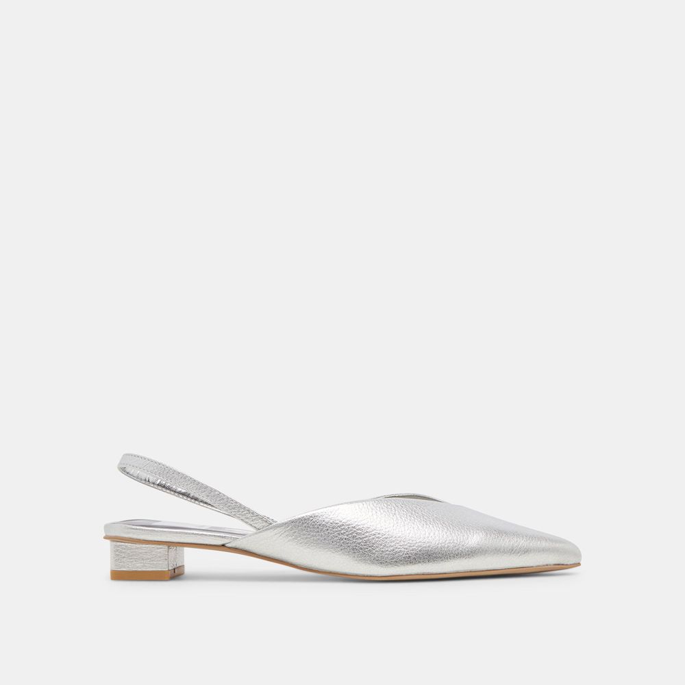 Dolce Vita Byanca Leather Women Flats Silver | US-364950XTU